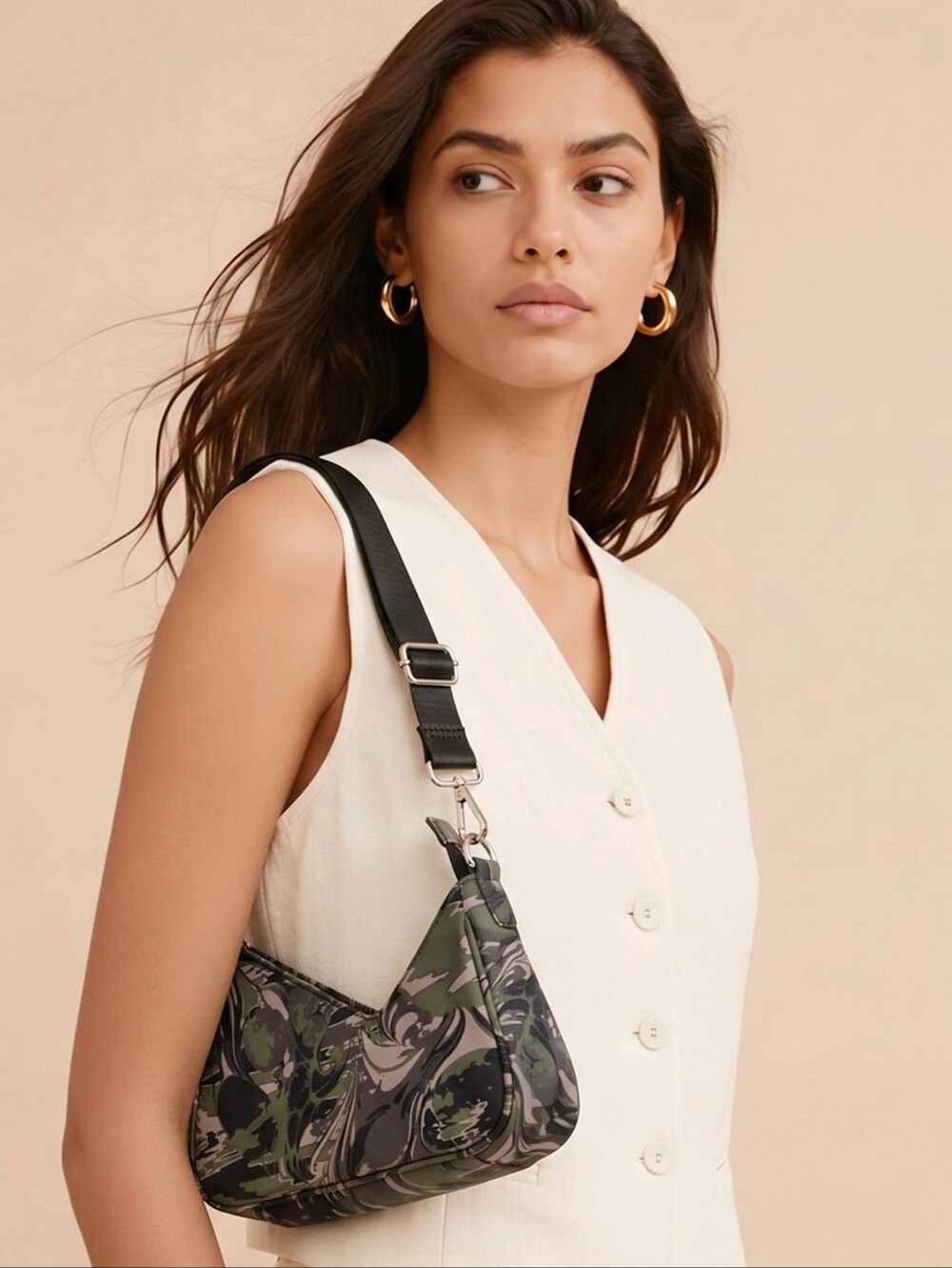 Poster Grl Im A Catch Shoulder Bag Camo Marbled Asymmetric Streetwear Festival